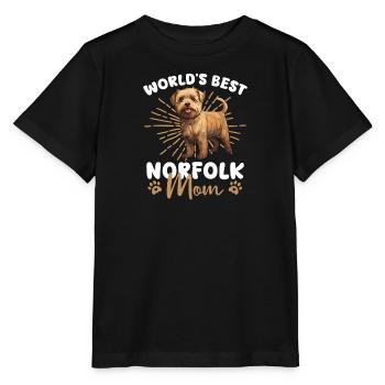 Norfolk Terrier Hund World's best Norfolk Mom - Stanley/Stella Kinder T-Shirt MINI CREATOR  - Schwarz - Vorne - Mikhail (115cm)