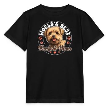 Norfolk Terrier Hund World's best Norfolk Mom - Stanley/Stella Kinder T-Shirt MINI CREATOR  - Schwarz - Vorne - Mikhail (115cm)
