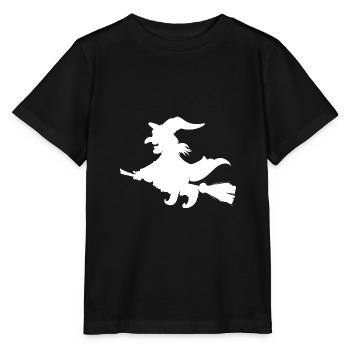 Witch on broom - Stanley/Stella MINI CREATOR Kids’ T-Shirt - black - Front - Mikhail (115cm)