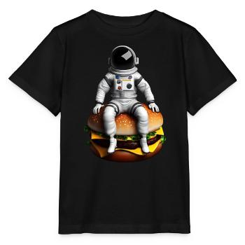 Astronaute spatial Cheeseburger - T-shirt bio MINI CREATOR Stanley/Stella Enfant - noir - Devant - Mikhail (115cm)