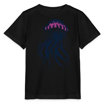 Flotter et briller, méduse avec des tentacules - T-shirt bio MINI CREATOR Stanley/Stella Enfant - noir - Devant - Mikhail (115cm)