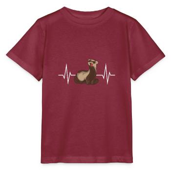 cute ferret heartbeat pulse - Stanley/Stella MINI CREATOR Kids’ T-Shirt - burgundy - Front - Kain (125cm)