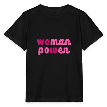 woman power,woman, power, font, strong - Stanley/Stella MINI CREATOR Kids’ T-Shirt - black - Front - Mikhail (115cm)