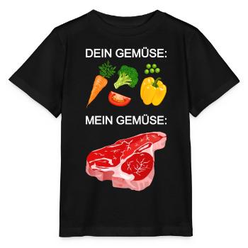 Fleisch, Gemüse Steak, Fleischfresser, grillen - Stanley/Stella Kinder T-Shirt MINI CREATOR  - Schwarz - Vorne - Mikhail (115cm)