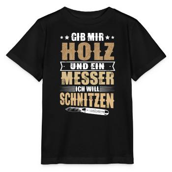 Schnitzen Holz - Stanley/Stella Kinder T-Shirt MINI CREATOR  - Schwarz - Vorne - Mikhail (115cm)