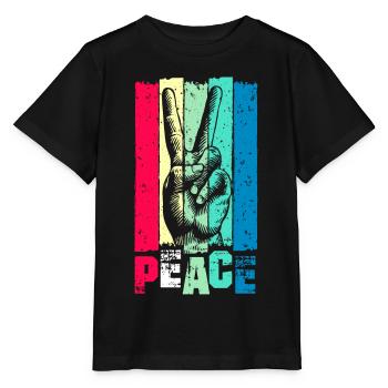 Paix - Signe de paix - Mouvement pour la paix - Paix - T-shirt bio MINI CREATOR Stanley/Stella Enfant - noir - Devant - Mikhail (115cm)