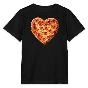 Herz-Pepperoni Pizza Muster - Stanley/Stella Kinder T-Shirt MINI CREATOR  - Schwarz - Vorne - Mikhail (115cm)
