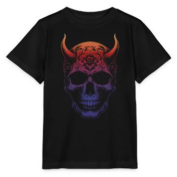 Crâne avec cornes - T-shirt bio MINI CREATOR Stanley/Stella Enfant - noir - Devant - Mikhail (115cm)