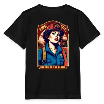 Female Firefighter - Stanley/Stella MINI CREATOR Kids’ T-Shirt - black - Front - Mikhail (115cm)