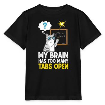 Humorous cat picture with school concept - Stanley/Stella MINI CREATOR Kids’ T-Shirt - black - Front - Mikhail (115cm)
