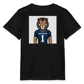 Imprimé du maillot mascotte du Tigre - T-shirt bio MINI CREATOR Stanley/Stella Enfant - noir - Devant - Mikhail (115cm)