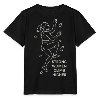 Strong Women Climb Higher – Female Climber Line Art - Stanley/Stella MINI CREATOR Kids’ T-Shirt - black - Front - Mikhail (115cm)