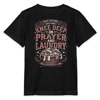Jusqu’aux genoux dans la prière et la lessive Bénédictions désordonnées - T-shirt bio MINI CREATOR Stanley/Stella Enfant - noir - Devant - Mikhail (115cm)