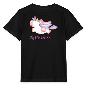 Mon petit arc-en-ciel licorne - T-shirt bio MINI CREATOR Stanley/Stella Enfant - noir - Devant - Mikhail (115cm)