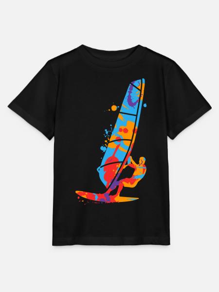 Windsurfen bunt Windsurfer Kinder Jungen Windsurf - Stanley/Stella Kinder T-Shirt MINI CREATOR - Schwarz