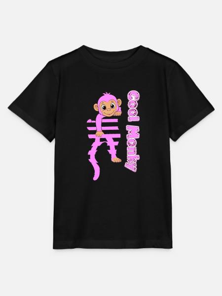 Rosa Affe klettert Glitzer - Stanley/Stella Kinder T-Shirt MINI CREATOR - Schwarz