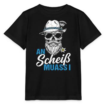Bayern Dialekt Schädel Lustiger Spruch Alpen Motiv - Stanley/Stella Kinder T-Shirt MINI CREATOR  - Schwarz - Vorne - Mikhail (115cm)