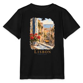 Portugiesischer Charme der Altstadt von Lissabon - Stanley/Stella Kinder T-Shirt MINI CREATOR  - Schwarz - Vorne - Mikhail (115cm)