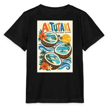 Erleben Sie Aitutaki in der Retro-Lagune der Cookinseln - Stanley/Stella Kinder T-Shirt MINI CREATOR  - Schwarz - Vorne - Mikhail (115cm)