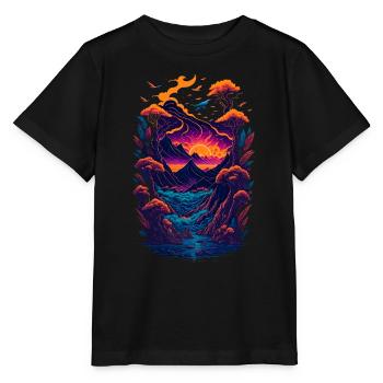 Fantastische Landschaftsillustration - Stanley/Stella Kinder T-Shirt MINI CREATOR  - Schwarz - Vorne - Mikhail (115cm)
