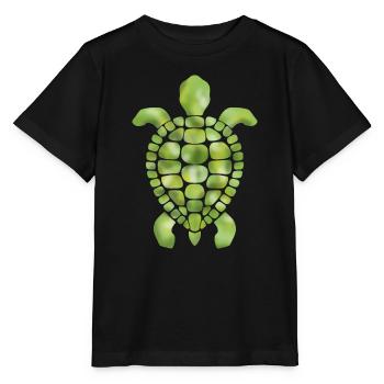 Green turtle mosaic pattern - Stanley/Stella MINI CREATOR Kids’ T-Shirt - black - Front - Mikhail (115cm)