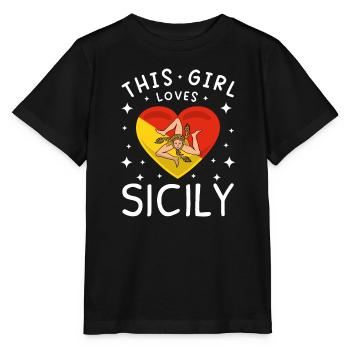 Sicile Flag Italie Palerme Trinacria Italia - T-shirt bio MINI CREATOR Stanley/Stella Enfant - noir - Devant - Mikhail (115cm)