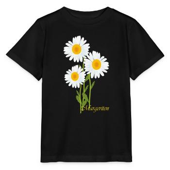 Marguerites, fleurs - T-shirt bio MINI CREATOR Stanley/Stella Enfant - noir - Devant - Mikhail (115cm)