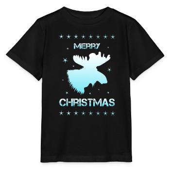 Merry Christmas moose - Stanley/Stella Kinder T-Shirt MINI CREATOR  - Schwarz - Vorne - Mikhail (115cm)