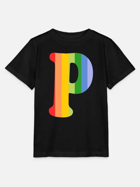 Buchstabe P Regenbogen - Stanley/Stella Kinder T-Shirt MINI CREATOR  - Schwarz