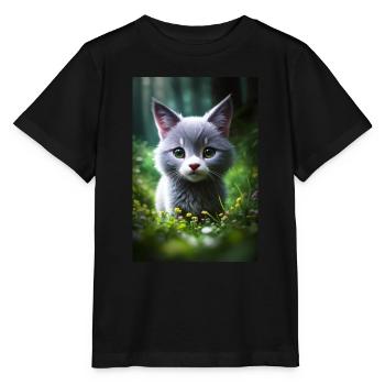Cute Kitty - Stanley/Stella Kinder T-Shirt MINI CREATOR  - Schwarz - Vorne - Mikhail (115cm)