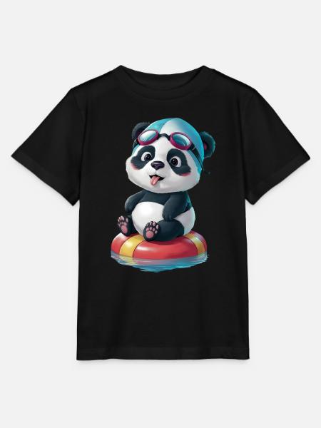 Pandas Schwimmabenteuer! - Stanley/Stella Kinder T-Shirt MINI CREATOR - Schwarz