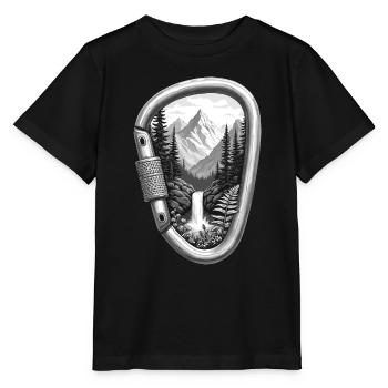 Entdecke die Natur Karabiner - Stanley/Stella Kinder T-Shirt MINI CREATOR  - Schwarz - Vorne - Mikhail (115cm)