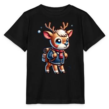 École Renne Écolier Écolier Temps Scolaire Noël - T-shirt bio MINI CREATOR Stanley/Stella Enfant - noir - Devant - Mikhail (115cm)
