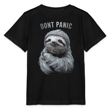 Dont Panic Faultier für Kinder - Stanley/Stella Kinder T-Shirt MINI CREATOR  - Schwarz - Vorne - Mikhail (115cm)