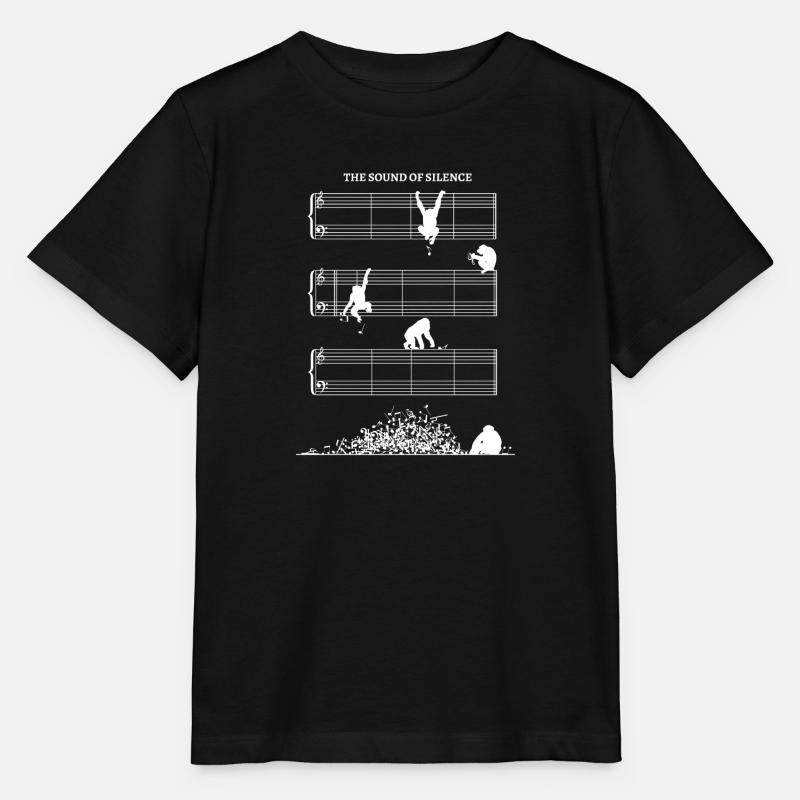 Partition de musique Silence sans notes avec des chimpanzés - T-shirt bio MINI CREATOR Stanley/Stella Enfant - noir