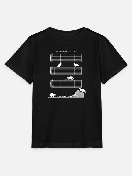 Silence Muziekblad Zonder Noten Met Wasberen - Stanley/Stella Kinder-T-shirt MINI CREATOR  - zwart