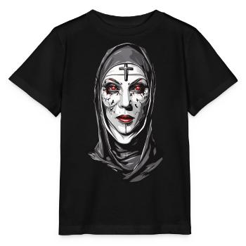 Gruselige Vampir Nonne Halloween Design - Stanley/Stella Kinder T-Shirt MINI CREATOR  - Schwarz - Vorne - Mikhail (115cm)