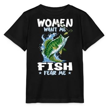 Frauen wollen mich, Fische, fürchten mich - Stanley/Stella Kinder T-Shirt MINI CREATOR  - Schwarz - Vorne - Mikhail (115cm)