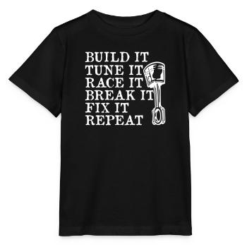Build Tune Race Brake Fix Repeat - Stanley/Stella MINI CREATOR Kids’ T-Shirt - black - Front - Mikhail (115cm)