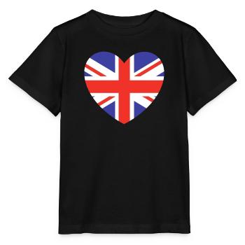 Britische Herz-Flagge - Stanley/Stella Kinder T-Shirt MINI CREATOR  - Schwarz - Vorne - Mikhail (115cm)