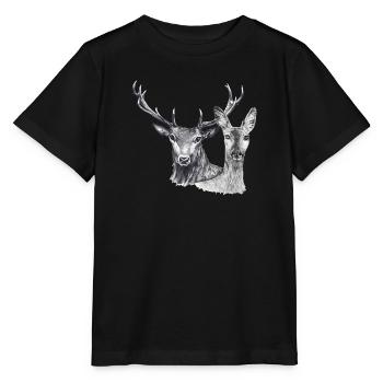 Hirsch und Reh - Stanley/Stella Kinder T-Shirt MINI CREATOR  - Schwarz - Vorne - Mikhail (115cm)