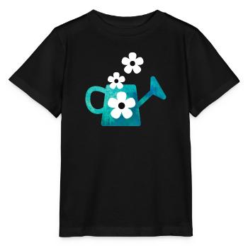 Arrosoir bleu avec des fleurs - T-shirt bio MINI CREATOR Stanley/Stella Enfant - noir - Devant - Mikhail (115cm)