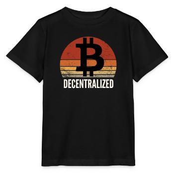 Bitcoin BTC Dezentrale Krypto Vintage Sonnenuntergang - Stanley/Stella Kinder T-Shirt MINI CREATOR  - Schwarz - Vorne - Mikhail (115cm)