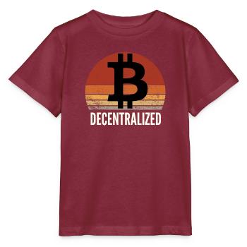 Bitcoin BTC Dezentrale Krypto Vintage Sonnenuntergang - Stanley/Stella Kinder T-Shirt MINI CREATOR  - Burgunderrot - Vorne - Kain (125cm)