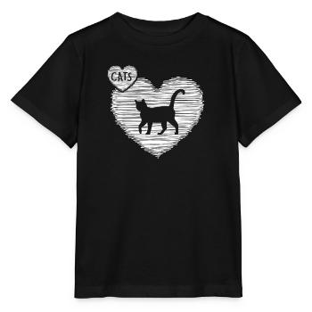 Katze Katzenhaar Mietzekatze "ich liebe katzen" - Stanley/Stella Kinder T-Shirt MINI CREATOR  - Schwarz - Vorne - Mikhail (115cm)