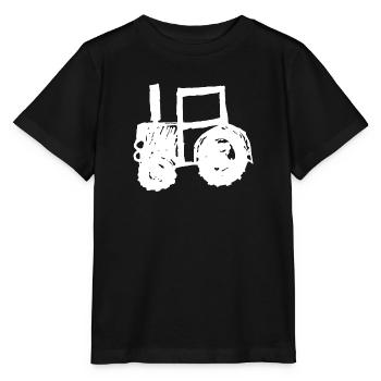 Tractor scribbled gift idea farmer - Stanley/Stella MINI CREATOR Kids’ T-Shirt - black - Front - Mikhail (115cm)