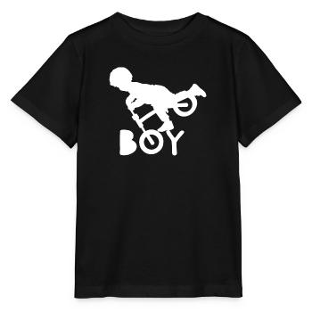 Jungen Boy Laufrad Fahrrad Geschenkidee - Stanley/Stella Kinder T-Shirt MINI CREATOR  - Schwarz - Vorne - Mikhail (115cm)