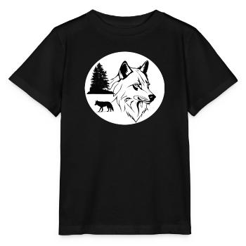 Nordischer Wolf mit Tanne - Stanley/Stella Kinder T-Shirt MINI CREATOR  - Schwarz - Vorne - Mikhail (115cm)