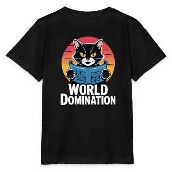 Domination mondiale – un chat avec de grands projets - T-shirt bio MINI CREATOR Stanley/Stella Enfant - noir - Devant - Mikhail (115cm)