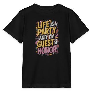 Leben ist eine Party – Gast des Abends - Stanley/Stella Kinder T-Shirt MINI CREATOR  - Schwarz - Vorne - Mikhail (115cm)